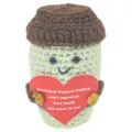 Handmade crochet coffee plush toy emotional support doll for home desk decor item - Coffee Cup - Red Heart Card