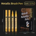 Set of 12 gold metallic brush markers, water-based paint pens for card making and art - Gold Soft Tip Single