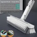 V-shaped floor cleaning brush with long handle and scraper for bathroom tiles - 5-in-1 Floor Brush with Tweezers / White