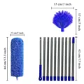 Extendable Blue Microfiber Duster Set with Stainless Steel Extension Poles and Bendable Head - Sapphire Blue