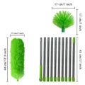 Microfiber feather duster with long stainless steel extension poles for home cleaning. - Green
