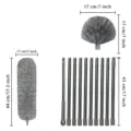 Extensible microfiber duster set with stainless steel extension poles and replacement heads. - Gray