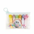 Süßes Mini Katzenpfote Textmarker Set mit 6 Stück im klaren Etui für Schüler zum Zeichnen - Katze Textmarker Set / 6-teiliges Set