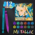 Set van 12 kleurrijke metallic marker stiften voor DIY kunst handwerk wenskaarten tekenen. - 12 Kleuren Kartonnen Doos Set
