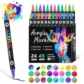 Acrylic paint markers set dual-tip dual-color 48 colors art supplies for DIY rock painting. - Set of 24 Pieces (48 Colors)
