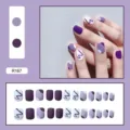 Detail of purple and white abstract press-on nails set with wavy patterns - R167 Abstract Graffiti / Glue Type