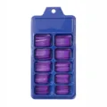 Primer plano de uñas postizas moradas lisas con forma de bailarina en estuche azul - Púrpura Oscuro (BLC007) / Caja de 10 Rejillas