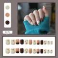Cute teddy bear and chocolate drip pattern short square press-on nails set for women - R171 Cute Bear / Glue Type