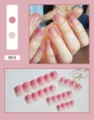 Set of 24 ombre pink gradient press-on nails featuring a glossy short square design - Peach Gradient Style (R014) / 24Pcs Set (Glue Style) / Peach Gradient