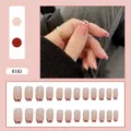 Set of 24 red heart cow print French tip press-on nails shown with model hand - R183 Pink Leopard Print / Glue Type