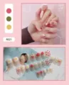 Detailed view of 24pcs cute press-on nails featuring strawberry and egg patterns - Fresh Strawberry Style (R021) / 24Pcs Set (Glue Style)
