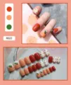 Cute hand-painted peach pattern press-on nails with 24-piece assorted size nail kit - Vitality Orange Style (R022) / 24Pcs Set (Glue Style)