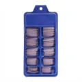 Vista completa de puntas de uñas postizas moradas en diez ranuras de una caja azul - Gris Púrpura (BLC025) / Caja de 10 Rejillas