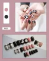 Detailed view of 24pcs cute Snoopy press-on nails set in matte black and dusty pink - Plaid Cartoon Style (R025) / 24Pcs Set (Glue Style)