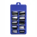 100 faux ongles longs ballerine noir et blanc, rangés dans une boîte en plastique bleue - 100 Pièces / Noir et Blanc Mixte (BLC039)