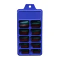 Vue détaillée de 100 faux ongles longs ballerine dans une boîte de rangement bleue - 100 Pièces / Noël Mixte (BLC041)
