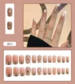 Set de 24 faux ongles avec strass et dégradé, modèle Z011, finition professionnelle - Style Diamant Occidental (Z011) / 24 Pièces/Ensemble
