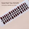 Glanzende donkerrode kunstnagels in verschillende maten voor een vintage look - XS/S/M / T379 Rijk Rood [30 Stuks/Strip]