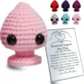 Crochet emotional support plug plush ornament in pink with funny gift card detail - Pink Plug With Large Card