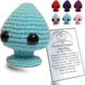 Handmade crochet emotional support plug plush doll with a funny message card in multiple colors - Blue Plug With Large Card