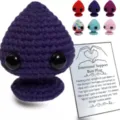 Handmade purple Emotional Support Butt Plug crochet plush toy with funny gift card - Purple Plug With Large Card