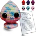 Handmade crochet emotional support doll ornament in colorful rainbow pattern yarn - Multicolor Plug With Large Card