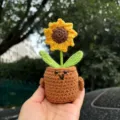Handmade crochet emotional support sunflower potted plant, cute knitted flower variant. - 3-Flower Sunflower Potted Plant 13cm
