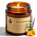 Geurkaars in amberkleurig glas met ontspannende citrusgeur voor thuis slaapkamer decor - Salie en citrus