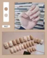 Detailed view showing 24pcs nude and marble pattern press-on nails for manicure R027 - Marble Pattern Style (R027) / 24Pcs Set (Glue Style)