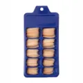 Vista detallada de uñas postizas color carne tipo ballerina en caja azul de 10 celdas. - Color Piel (BLC029) / Caja de 10 Rejillas
