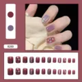 Full set of glitter press-on nails in burgundy and purple with star moon patterns - R200 Purple Stars / Glue Type