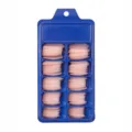 Uñas postizas rosa nude organizadas en una caja de almacenamiento de plástico azul. - Estilo de bailarina largo europeo y americano (BLC034) / Caja de 10 Rejillas / Rosa Gelatina
