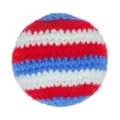 Macro detail of a handmade red white and blue striped crochet beanbag for stress relief - Handmade Crocheted Sandbag / Red, Blue & White Stripes
