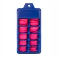 Detalle de uñas postizas de bailarina fucsia en una caja organizadora azul de 10 huecos - Estilo de bailarina largo europeo y americano (BLC036) / Caja de 10 Rejillas / Rosa Rojo Brillante