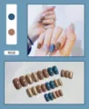 Detailed view of 24pcs wearable press-on nails in blue, brown, and glitter silver - Glitter Jump Color Style (R038) / 24Pcs Set (Glue Included)