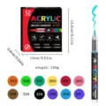 Acrylmarker Set 12 Farben Pinselspitze für Stein Leinwand Holz DIY Kunst Graffiti Handwerk - 12-Farben-Set