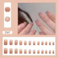 Faux ongles rose dégradé avec strass, forme ballerine, ensemble de 30 pièces. - Style Diamant Dégradé (Z567) / Type à Colle