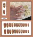 Élégant kit de 24 faux ongles papillon nude avec strass brillants et décoration - Style Papillon Long (Z028) / 24 Pièces/Ensemble
