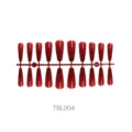 Glossy solid red coffin shaped long false nails set in a strip, 20 piece pack - Long Ballerina Style (TBL004) / 20PCS / Dark Red