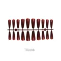 Premium dark reddish-brown long coffin ballet style false nails set on plastic rack TBL008 - Long Ballerina Style (TBL008)