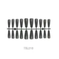 Glossy dark grey long ballerina false nails set on plastic strip, model TBL018 - Long Ballerina Style (TBL018)