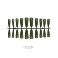 Professional olive green ballerina style press-on nails on a strip runner, model TBL020 - Long Ballerina Style (TBL020)