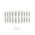 Long ballerina pearl white press-on nail tips set in strip packaging for nail art - Long Ballerina Style (TBL031)