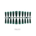 Dark green long ballerina shaped false nail tips on a plastic strip set, 24 pieces - Long Ballerina Style (TBL033)