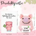 Size specifications for hand-crocheted pink pig plush with a lucky greeting card - Piggy Style 2 / With Large Card