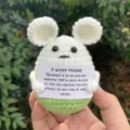 Handcrafted crochet mouse positive doll cute knitted emotional support toy with inspiring card - Green Mouse