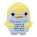 Poupée pingouin jaune au crochet faite main avec une carte de message positif - Manchot Jaune (Carte Positive)