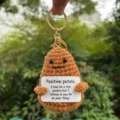 Handmade crochet positive potato keychain cute plush doll bag charm emotional support gift - Dark Brown Straight-Mouth Potato without Keychain