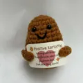 Handmade crochet potato doll with card cute emotional support positive yarn potato toy gift - Dark Brown V-Mouth Potato