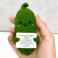 Handmade crochet emotional support pickle doll cute knitted funny plush toy gift - Cucumber with Thick Card